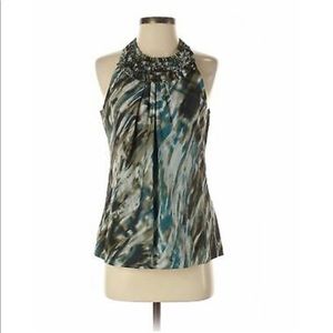 Ann Taylor Sleeveless Silk Blouse with Ruffle Neck